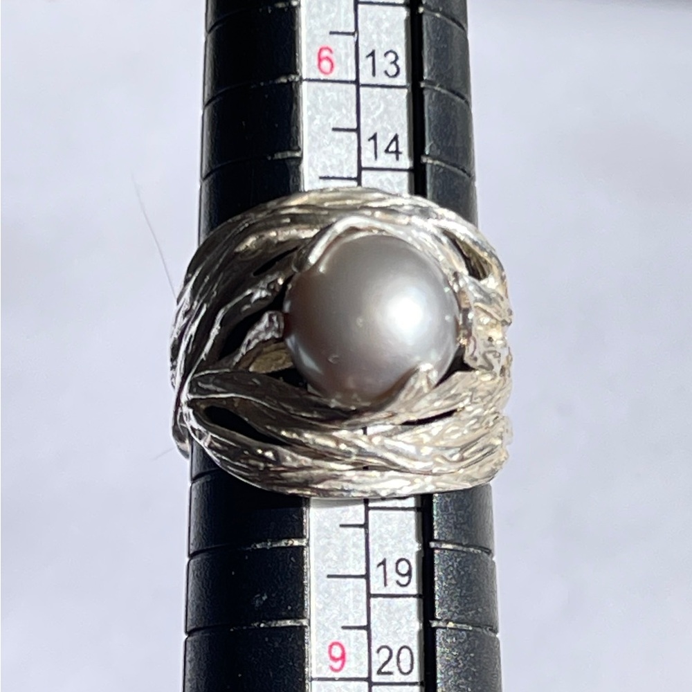 Beautiful Sterling Silver Nested Silver Pearl Ring Hand Crafted Israel